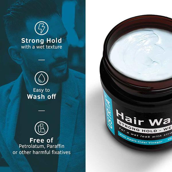 Ustraa Hair Wax for Men with apple cider vinegar Strong Hold - Wet Look 100 gm - Hair Gels & Waxes