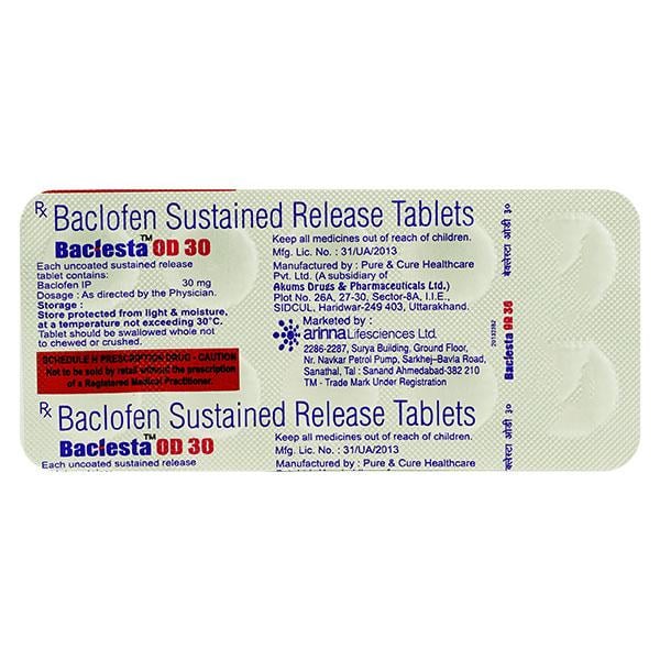 BACLESTA OD 30 Tablet 10's - Muscle Cramps/Spasticity-Mus