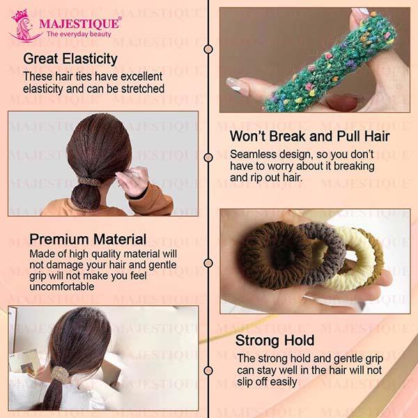 Majestique Multi Designs Cotton Stretchable Hair Rubber Band Ponytail Holder Hair Scrunchies - Multicolor 11's - Hair Clips/Bands