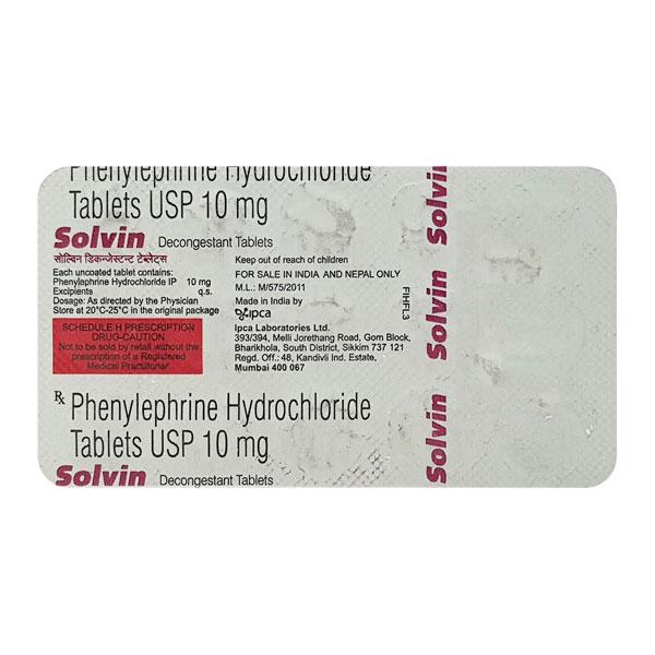 Solvin Decongestant Tablet 15'S - Cough And Cold-Cou