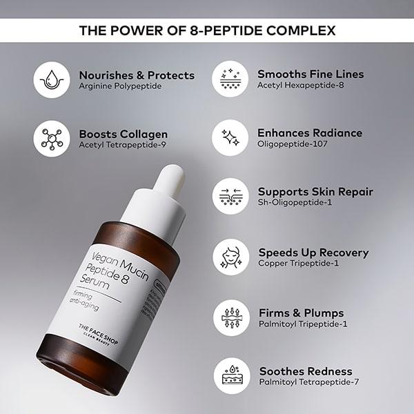The Face Shop Alltimate Vegan Mucin Peptide 8 Serum 30 ml - Face Serum