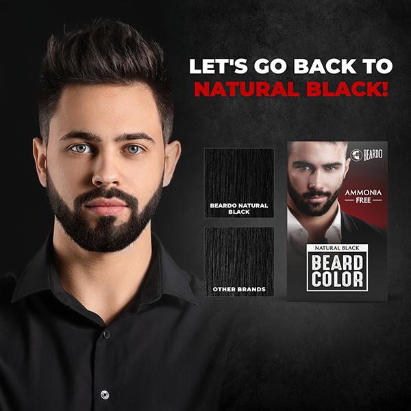 Beardo Beard Color No Ammonia - Natural Black (30gm + 30ml) 1's - Beard Kits