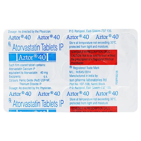 Aztor 40mg Tablet 15'S - High Cholesterol-Dys