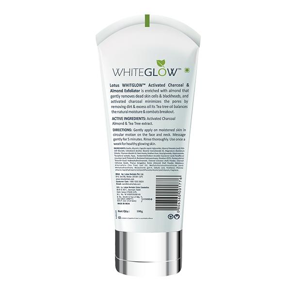 Lotus Herbals Whiteglow Activated Charcoal & Almond Exfoliator 100 Gm - Scrubs & Exfoliants