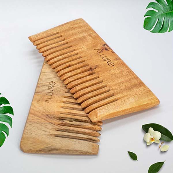Allure Wooden Neem Comb (CS-02) 2's - Hair Combs