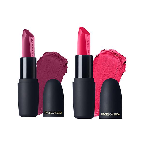 Faces Canada Festive Glam - Weightless Matte Lipstick - Hot Plum & Fuschia Wave 4.5gm each 2's - Lipsticks