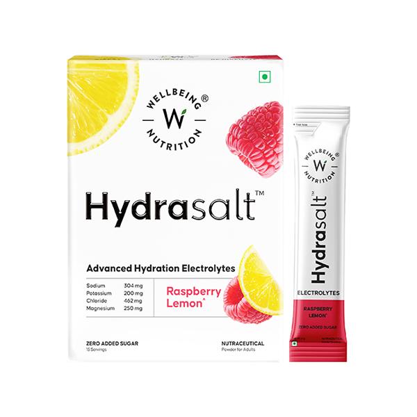Wellbeing Nutrition Hydrasalt Electrolytes Sachets - Raspberry Lemon 15's - Oral Rehydration (Ors)