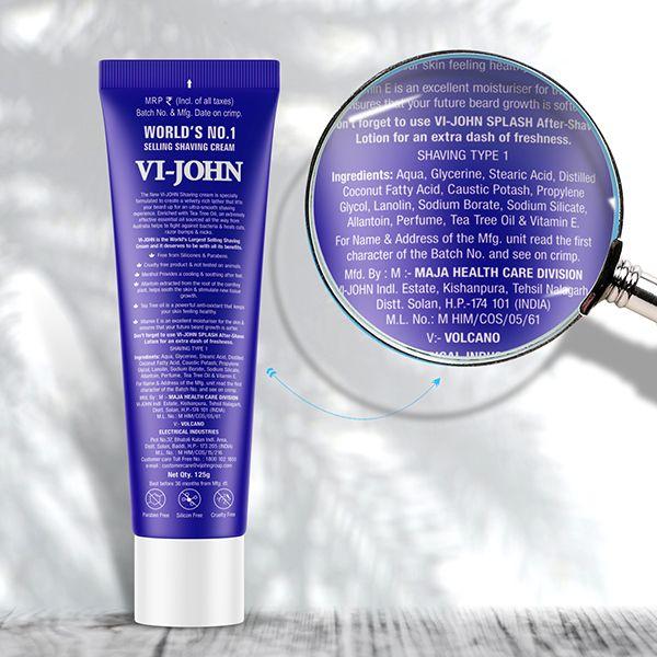 VI-John Shaving Cream Classic with Tea Tree Oil and Bacti-Guard for All Skin Types 125 gm - Shaving Creams