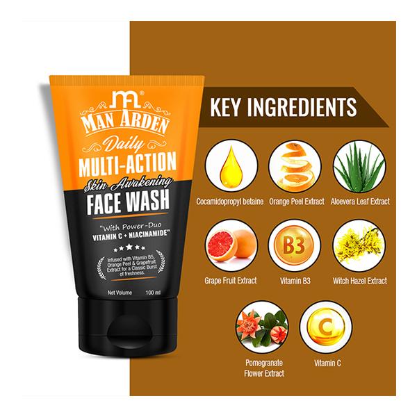 Man Arden Daily Multi-Action Skin Awakening Face Wash 100 ml - Face Washes