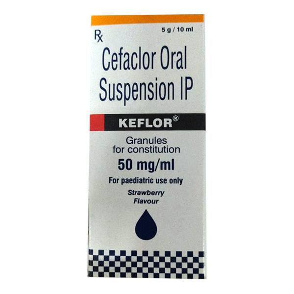 KEFLOR PAEDIATRIC STRAWBERRY FLAVOUR 50 Oral Suspension 10ml - Bacterial Infections-Cep