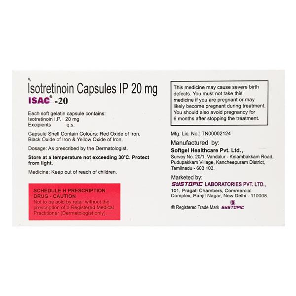 Isac 20mg Capsule 10'S - Acne-Acn