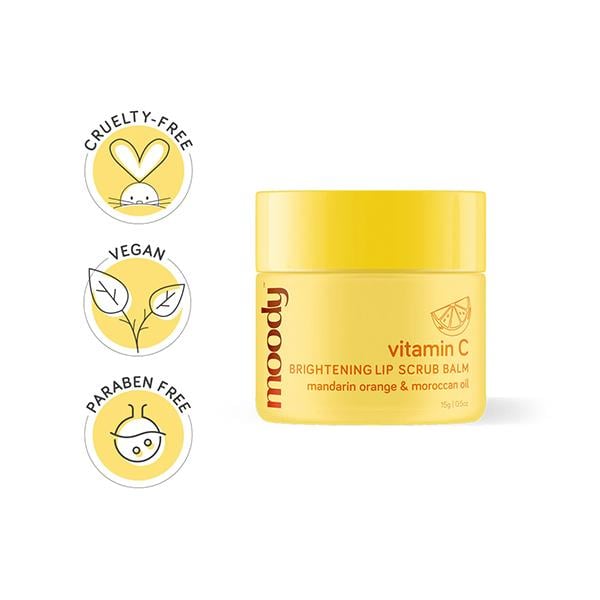 Moody Vitamin C Brightening Lip Scrub Balm with Mango Seed Butter & Turmeric 15 gm - Lip Scrubs