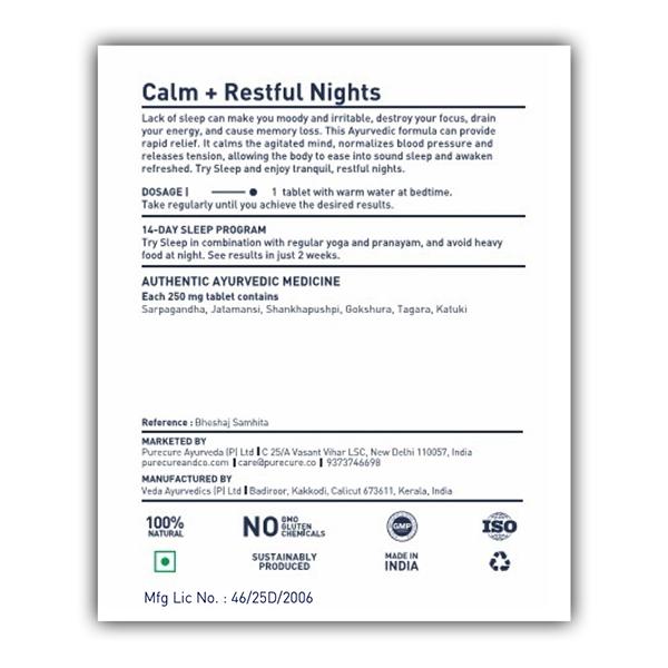 Pure Cure+Co. Sarpagandha Sleep+Restful Nights Tablets 40's - Others