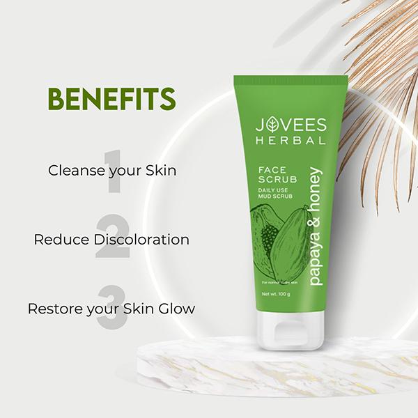 Jovees Face Scrub - Papaya & Honey 100 Gm - Face Scrubs