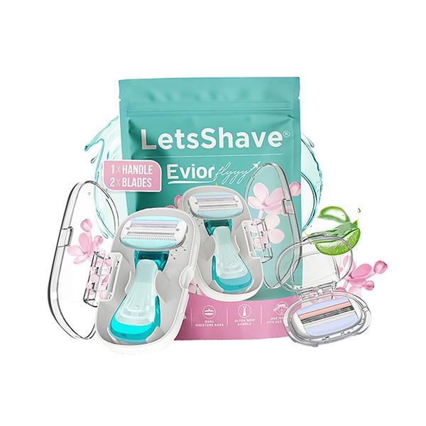 Netmeds | Letsshave Evior Flyyy (1 Handle + 2 Blades) | World's First 6-Blade Compact Shaving Razor for Women