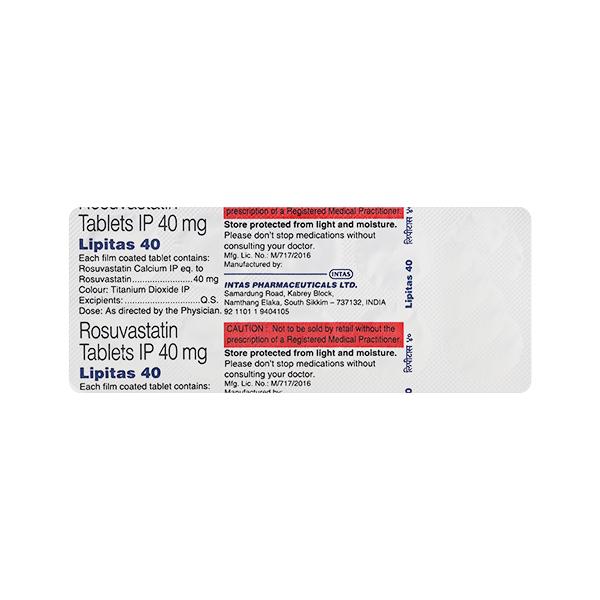 Lipitas 40mg Tablet 10'S - High Cholesterol-Dys