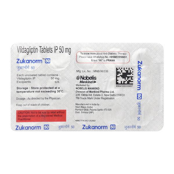 ZUKANORM 50 Tablet 15's - Diabetes-Ant