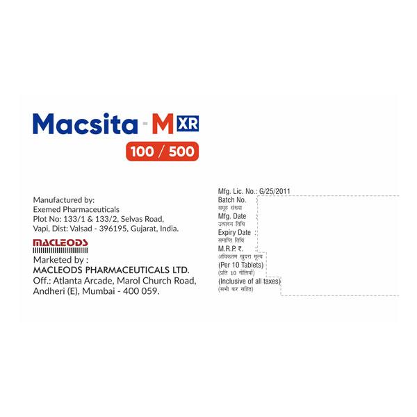 MACSITA M XR 100/500 Tablet 10's - Diabetes-Ant