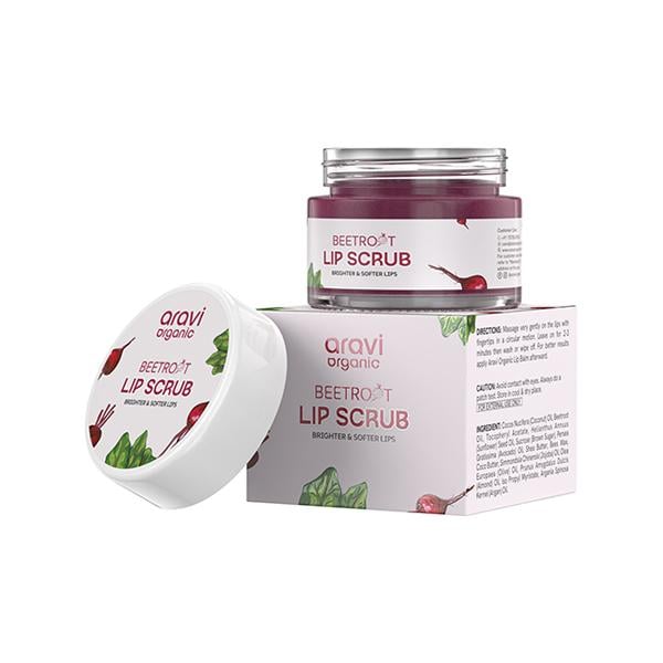Netmeds | Aravi Organic Beetroot Lip Lightening Scrub Balm For Dark, Chapped and Pigmented Lips 15 gm