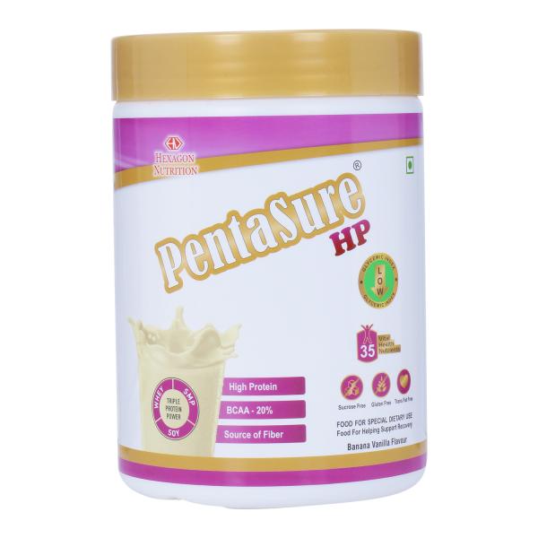 Netmeds | PentaSure HP 100% Whey Protein Powder- Banana & Vanilla Flavour 400 g