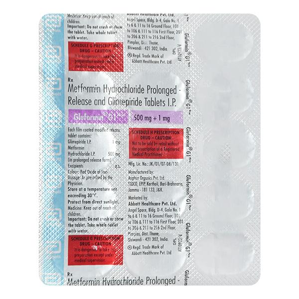 Gluformin G1 New Tablet 15'S - Diabetes-Ant