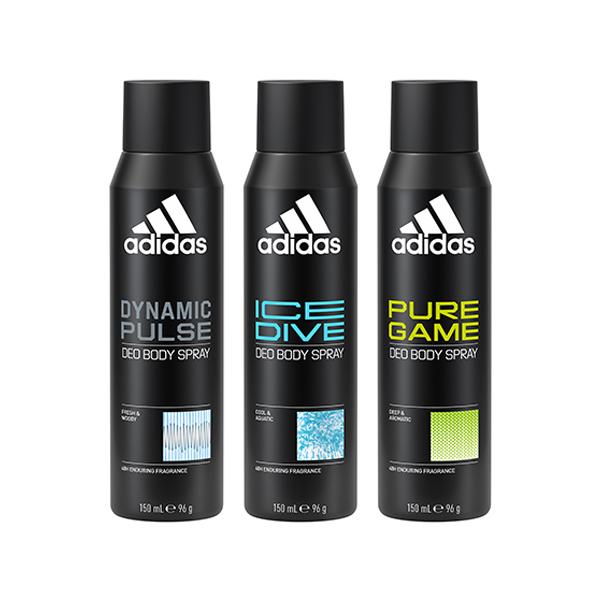 Netmeds | Adidas Pure Game 150ml + Dynamic Pulse 150ml + Ice 150ml Deodorant Set 3's