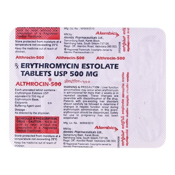 Althrocin 500mg Tablet 10'S - Bacterial Infections-Mac