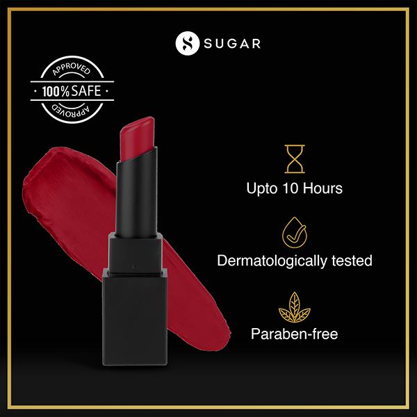 SUGAR Cosmetics Nothing Else Matter Longwear Lipstick - 18 Scarlet Letter (Pure Red) 3.2 gm - Lipsticks
