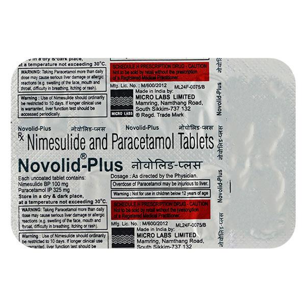 Novolid Plus Tablet 10'S - Pain relief-Nsa