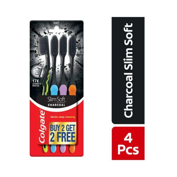 Netmeds | Colgate-Palmolive, Colgate Slim Soft Charcoal Toothbrush - (4 Pcs) (Buy 2 Get 2 Free) 1's