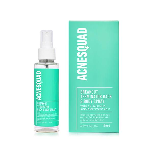 Acne Squad Breakout Terminator Back and Body Spray with 2% Salicylic Acid and Glycolic Acid 156.25 ml - Body Mist/Spray