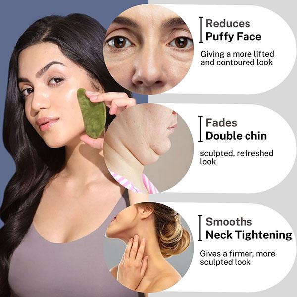 House of Beauty Jade Guasha Facetool For Double Chin, Sculpting Jawline & Contouring Face 1's - Massagers