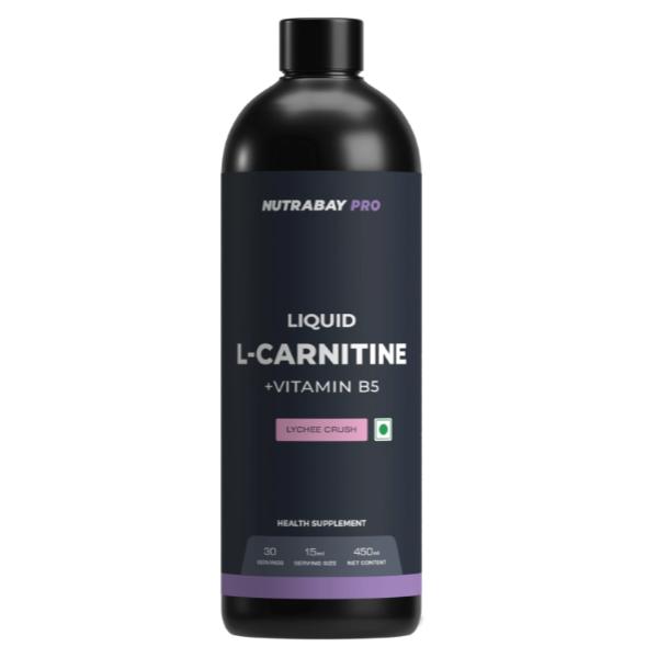 Netmeds | Nutrabay L Carnitine +Vitamin B5 Liquid - Lychee Crush 450 ml