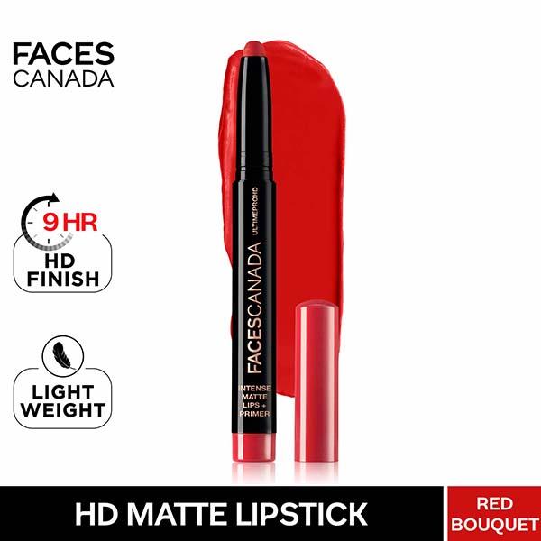 Netmeds | Faces Canada Ultime Pro Hd Intense Matte Lips + Primer - Red Bouquet 18, 9Hr Long Stay 1.4 gm