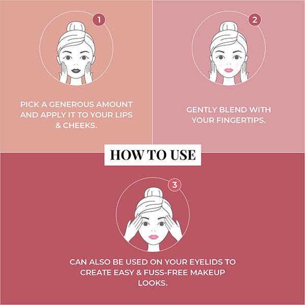 Just Herbs Lip and Cheek Tint and Eyeshadow for Eyes Lips and Cheeks 07 Rose coral 4 gm - Lip Stains & Tints