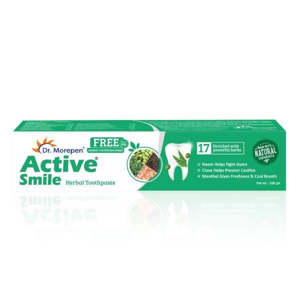 Dr. Morepen Active Smile Herbal Toothpaste with Neem, Clove & Menthol 100 gm - Toothpaste
