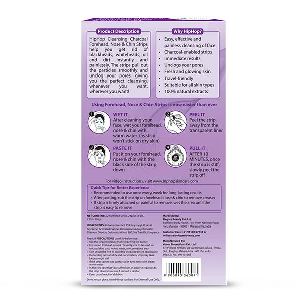 HipHop Charcoal Forehead, Chin, Nose Blackhead Remover Strips 6's - Face Wash & Cleansers