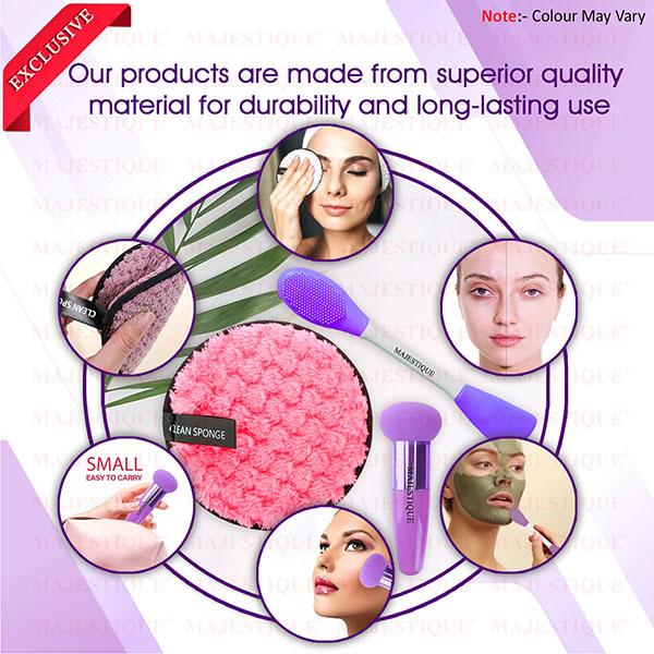 Majestique Face Cleansing Pad, Mushroom Blender and Facial Applicator - 3Pcs/Multicolor 1's - Facial Wipes & Tissues