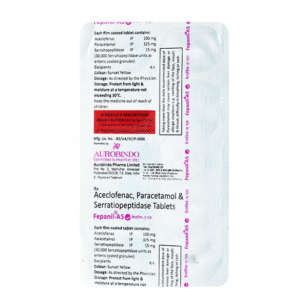 FEPANIL AS Tablet 10's - Pain relief-Nsa