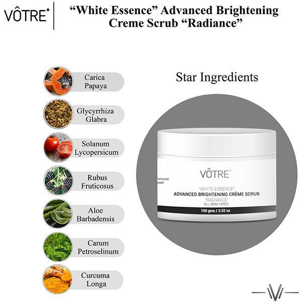 Votre White Essence Advance Brightening Creme Scrub 100 gm - Scrubs & Exfoliants