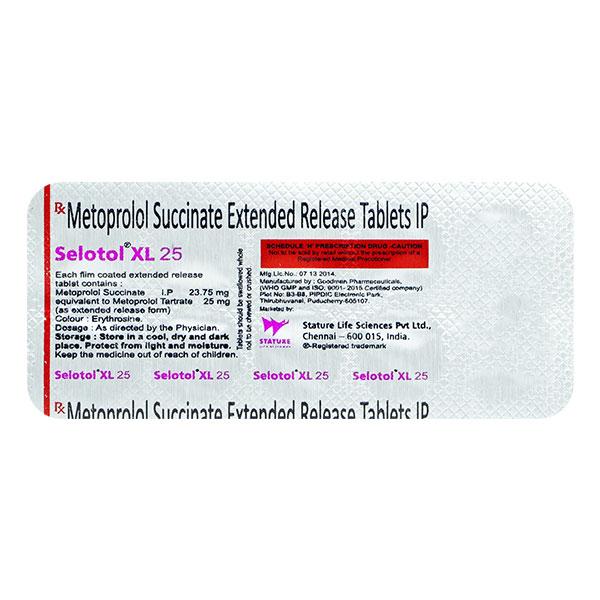 SELOTOL XL 25mg Tablet 10's - Hypertension-Bet