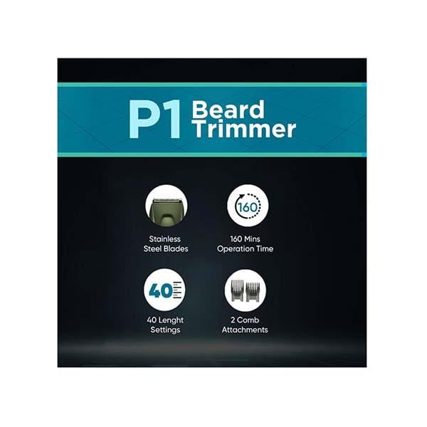 Vega P1 Battery Powered Beard Trimmer for Men with 160 Mins Runtime & 40 Length Settings, (VHTH-25) Green 1'S - Trimmers
