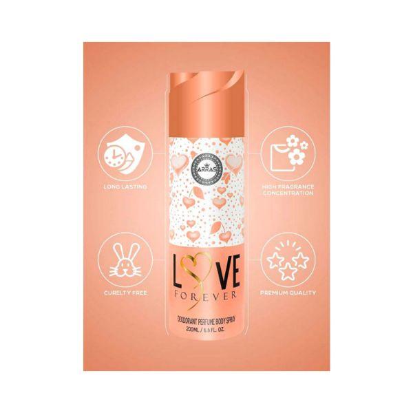 ARRAS Love Forever Deodorant Body Spray, Long Lasting Fragances, for Men & Women 200 ml - Perfumes (Edt/Edp)