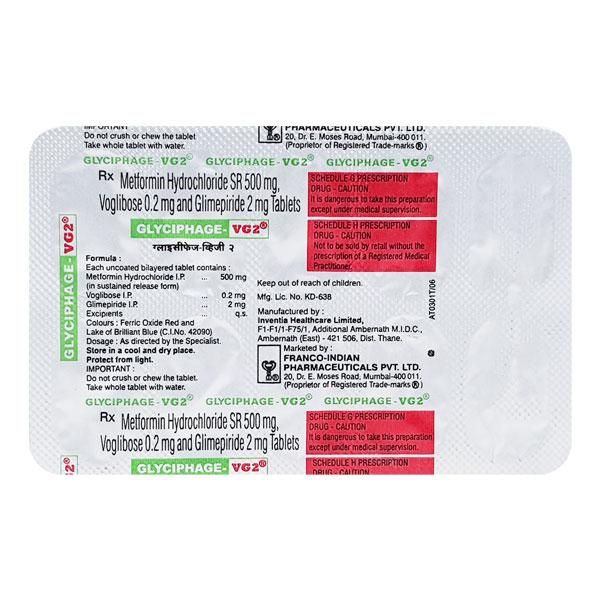 Glyciphage Vg2 Tablet 10'S - Diabetes-Ant
