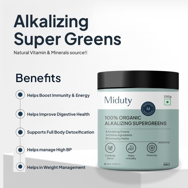 Miduty Organic Super Greens Powder 250 g - Weight Loss