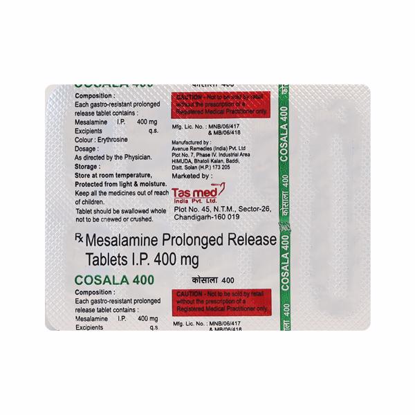 COSALA 400mg Tablet 10's - Ulcerative Colitis/Bowel Inflammatory Disease-GIT