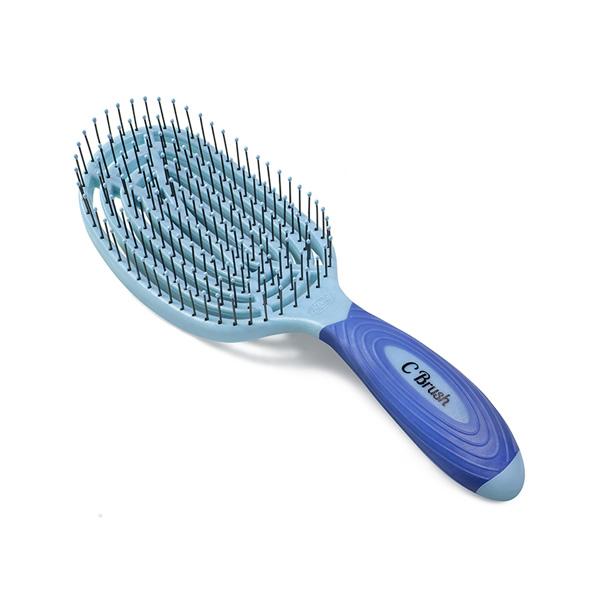 NuWay 4HAIR U.S. Patented Detangler Hair Brush for Men & Women - Blue - Detangling C Brush 1s 1's - Hair Brushes