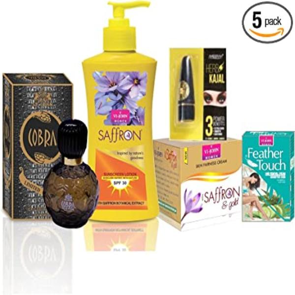 Vi-John Women Kit (Body Lotion 250 ml + Hair Removal Cream 40 gm + Fairness Cream 50 gm + Kajal 2.5 gm + Billionaire Eau De Parfum30 ml) - Lotions & Creams