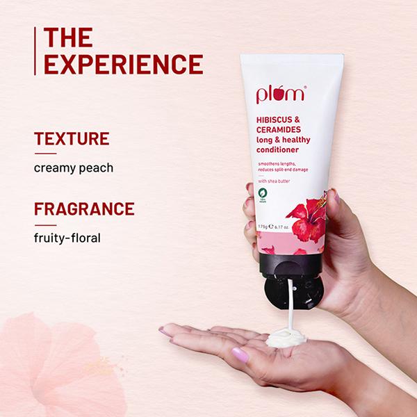 Plum Hibiscus and Ceramides Long and Healthy Conditioner Smoothens and Conditions Hair, Reduces Split Ends Damage 175gm - Conditioners