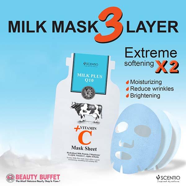 Scentio Milk Plus Q10 Plus Vitamin C Organic Sheet Mask 25 ml - Sheet Masks